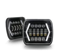 DPEDFVXVMR Faros Delanteros para Wrangler YJ para Cherokee XJ H6014 H6052 H6054 H4 5X7 7x6 Faro LED Cuadrado Blanco DRL Luz Indicadora Ámbar 12V Lámpara Automática Piloto Delantero Coche