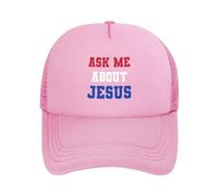 DPgUfPV Ask me About Jesus - Gorra de béisbol de malla para mujer, sombrero de vaquero, sombrero de pesca, color negro, rosa, Talla única