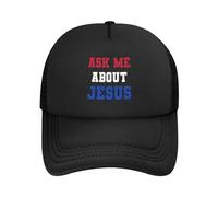 DPgUfPV Ask me About Jesus - Gorra de béisbol de malla para mujer, sombrero de vaquero, sombrero de pesca, color negro, Negro, Talla única