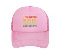 DPgUfPV It's Weird Being The Same Age As Old People Gorra de camionero para mujer, gorra de béisbol de malla, sombrero de sol, sombrero de vaquero para hombre, sombrero de papá, negro, rosa, Talla