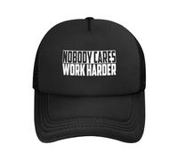 DPgUfPV Nobody Cares Work Harder Gorra de camionero con cita motivacional para mujer, gorra de béisbol de malla, sombrero de vaquero, sombrero de papá, negro, Negro, Talla única