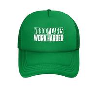 DPgUfPV Nobody Cares Work Harder Gorra de camionero con cita motivacional para mujer, gorra de béisbol de malla, sombrero de vaquero, sombrero de papá, negro, verde, Talla única