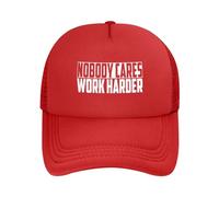 DPgUfPV Nobody Cares Work Harder Gorra de camionero con cita motivacional para mujer, gorra de béisbol de malla, sombrero de vaquero, sombrero de papá, negro, rosso, Talla única