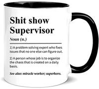 DPgUfPV Shit Show Supervisor - Taza de cerámica para jefe, jefe de equipo, taza de agradecimiento director, taza de café o té de cerámica de 11 onzas