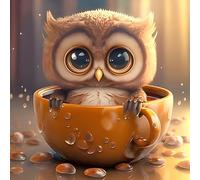 DPHERO 5D Baby Owl Diamond Painting Kits for Adults, Owl Diamond Art Kits for Kids Beginners,Round Full Drill Cup Diamond Painting Art,DIY Paint with Diamonds Owl Gem Painting Art 12x12 inch