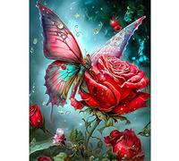 DPHERO 5D Butterfly Diamond Painting Kits for Adults,5D Flowers Diamond Art Kits for Kids Beginners,Round Full Drill Diamond Art Painting,DIY Paint with Diamonds Fantasy Gem Painting Art 12x16 inch