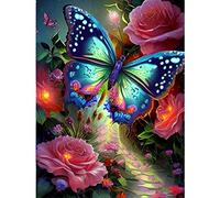 DPHERO 5D Butterfly Diamond Painting Kits for Adults,Flowers Diamond Art Kits for Kids Beginners,Round Full Drill Landscape Diamond Art Painting,DIY Paint with Diamonds Gem Painting Art 12x16 inch