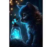 DPHERO 5D Cat Diamond Painting Kits for Adults,Butterfly Diamond Art Kits for Kids Beginners,Round Full Drill Dreamland Diamond Painting Art,DIY Paint with Diamonds Gem Painting Art 12x16 inch