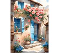 DPHERO 5D Flowers Diamond Painting Kits for Adults, House Diamond Art Kits for Kids Beginners,Round Full Drill Diamond Painting Art,DIY Paint with Diamonds Courtyard Gem Painting Art 12x16 inch