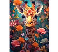DPHERO 5D Giraffe Diamond Painting Kits for Adults,Giraffe Diamond Art Kits for Kids Beginners,Round Full Drill Flowers Diamond Art Painting,DIY Paint with Diamonds Animal Gem Painting Art 12x16 inch