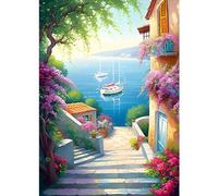 DPHERO 5D Landscape Diamond Painting Kits for Adults,Seaside Diamond Art Kits for Kids Beginners,Round Full Drill Flowers Diamond Art Painting,DIY Paint with Diamonds Gem Painting Art 12x16 inch