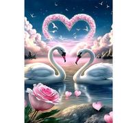 DPHERO 5D White Swan Diamond Painting Kits for Adults,Love Diamond Art Kits for Kids Beginners,Round Full Drill Heart Diamond Painting Art,DIY Paint with Diamonds Gem Painting Art 12x16 inch