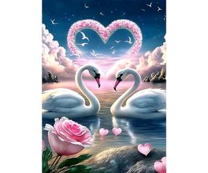 DPHERO 5D White Swan Diamond Painting Kits for Adults,Love Diamond Art Kits for Kids Beginners,Round Full Drill Heart Diamond Painting Art,DIY Paint with Diamonds Gem Painting Art 12x16 inch