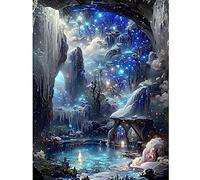DPHERO 5D Wonderland Diamond Painting Kits for Adults,Starlight Diamond Art Kits for Kids Beginners,Round Full Drill Lake Diamond Art Painting,DIY Paint with Diamonds Gem Painting Art 12x16 inch