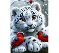DPHERO Baby Leopard Diamond Painting Kits for Beginners Adults,5D DIY Couple of Birds Diamond Art Kits,Round Full Drill Leopard Gem Art Crafts,DIY Painting by Numbers for Home Wall Decor 12x16 inch