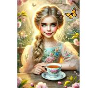 DPHERO Beauty Diamond Painting Kits for Beginners Adults,5D DIY Butterfly Diamond Art Kits,Round Full Drill Flowers Coffee Gem Art Crafts Kits,DIY Painting by Numbers for Home Wall Decor 12x16 inch