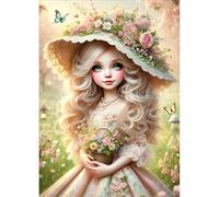 DPHERO Beauty Fairy Diamond Painting Kits for Beginners Adults,5D DIY Princess Diamond Art Kits,Round Full Drill Flowers Gem Art Crafts Kits,DIY Painting by Numbers for Home Wall Decor 12x16 inch