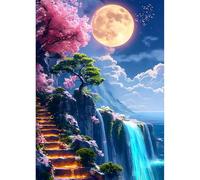 DPHERO Bright Moon Diamond Painting Kits for Beginners Adults,5D DIY Night Sky Diamond Art Kits,Round Full Drill Wonderland Gem Art Crafts,DIY Painting by Numbers for Home Wall Decor 12x16 inch