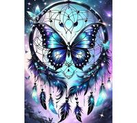 DPHERO Butterfly Diamond Painting Kits for Beginners Adults,5D DIY Dreamcatcher Diamond Art Kits,Round Full Drill Feather Diamond Painting Art,DIY Painting by Numbers Diamond Art Painting 12x16 inch