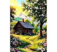 DPHERO Cabin Diamond Painting Kits for Beginners Adults,5D DIY Tree Flowers Diamond Art Kits,Round Full Drill Landscape Gem Art Crafts Kits,DIY Painting by Numbers for Home Wall Decor 12x16 inch