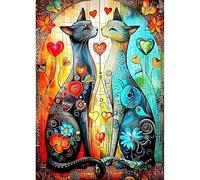 DPHERO Cartoon Cat Diamond Painting Kits for Beginners Adults,5D DIY Lovers Diamond Art Kits,Round Full Drill Abstract Gem Art Crafts,DIY Couple Painting by Numbers for Home Wall Decor 12x16 inch