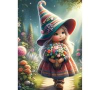 DPHERO Cartoon Elf Diamond Painting Kits for Beginners Adults,5D DIY Fairy Diamond Art Kits,Round Full Drill Flowers Gem Art Crafts Kits,DIY Painting by Numbers for Home Wall Decor 12x16 inch