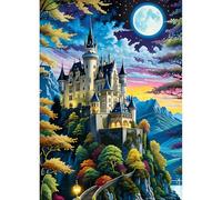 DPHERO Castle Diamond Painting Kits for Beginners Adults,5D DIY Moonlit Night Diamond Art Kits,Round Full Drill Mountain Gem Art Crafts Kits,DIY Painting by Numbers for Home Wall Decor 12x16 inch