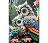 DPHERO Colorful Owl Art Kits for Adults, 5D Flowers Diamond Kits for Beginners, Round Full Drill Fantasy Painting 12x16 inch