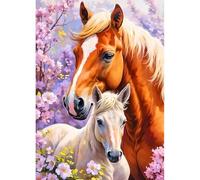 DPHERO Couple Horse Diamond Painting Kits for Beginners Adults,5D DIY Lovers Diamond Art Kits,Round Full Drill Horse Gem Art Crafts,DIY Flowers Painting by Numbers for Home Wall Decor 12x16 inch