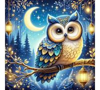 DPHERO Cute Owl Diamond Painting Kits for Beginners Adults,5D DIY Moon Diamond Art Kits,Round Full Drill Night Sky Diamond Painting Art,DIY Painting by Numbers Diamond Art Painting 12x12 inch
