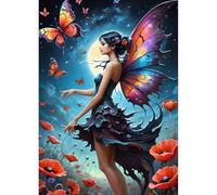 DPHERO DIY Beauty Diamond Painting Kits for Adults,5D Poppies Diamond Art Kits for Beginners,Round Full Drill Butterfly Diamond Painting Art,DIY Painting by Numbers Diamond Art Painting 12x16 inch