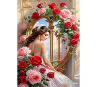 DPHERO DIY Beauty Diamond Painting Kits for Adults,5D Rose Flowers Diamond Art Kits for Beginners,Round Full Drill Diamond Painting Art,DIY Painting by Numbers Diamond Art Painting 12x16 inch
