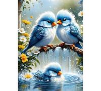 DPHERO DIY Blue Birds Diamond Painting Kits for Adults,5D Bird Diamond Art Kits for Beginners,Round Full Drill Flowers Diamond Painting Art,DIY Painting by Numbers Diamond Art Painting 12x16 inch
