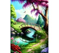 DPHERO DIY Bridge Diamond Painting Kits for Adults,5D Spring Diamond Art Kits for Beginners,Round Full Drill Flowers Diamond Painting Art,DIY Painting by Numbers Diamond Art Painting 12x16 inch