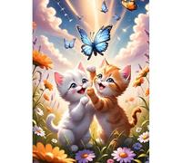 DPHERO DIY Butterfly Diamond Painting Kits for Adults,5D Kitten Diamond Art Kits for Beginners,Round Full Drill Flowers Diamond Painting Art,DIY Painting by Numbers Diamond Art Painting 12x16 inch