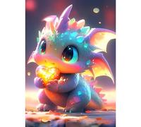 DPHERO DIY Cartoon Diamond Painting Kits for Adults,5D Baby Dragon Diamond Art Kits for Beginners,Round Full Drill Dragon Diamond Painting Art,DIY Painting by Numbers Diamond Art Painting 12x16 inch