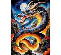 DPHERO DIY Chinese Dragon Diamond Painting Kits for Adults,5D Myths Diamond Art Kits for Beginners,Round Full Drill Dragon Diamond Painting Art,DIY Painting by Numbers Diamond Art Painting 12x16 inch