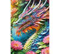 DPHERO DIY Colourful Dragon Diamond Painting Kits for Adults Beginners,5D Lotus Diamond Art Kits Round Full Drill Flowers Diamond Painting Art,DIY Painting by Numbers Diamond Art Painting 12x16 inch