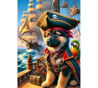 DPHERO DIY Dog Diamond Painting Kits for Adults,5D Pirate Diamond Art Kits for Beginners,Round Full Drill Sailboat Diamond Painting Art,DIY Painting by Numbers Diamond Art Painting 12x16 inch