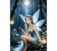 DPHERO DIY Elf Fairy Diamond Painting Kits for Adults,5D Moon Night Diamond Art Kits for Beginners,Round Full Drill Diamond Painting Art,DIY Painting by Numbers Diamond Art Painting 12x16 inch