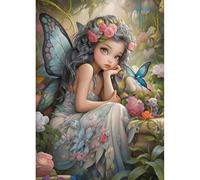 DPHERO DIY Fairy Diamond Painting Kits for Adults,5D Butterfly Diamond Art Kits for Beginners,Round Full Drill Flowers Diamond Painting Art,DIY Painting by Numbers Diamond Art Painting 12x16 inch