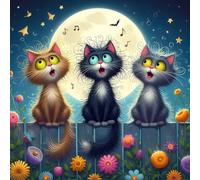 DPHERO DIY Funny Cat Diamond Painting Kits for Adults,5D Moon Diamond Art Kits for Beginners,Round Full Drill Flowers Diamond Painting Art,DIY Painting by Numbers Diamond Art Painting 12x12 inch