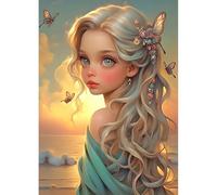 DPHERO DIY Girl Diamond Painting Kits for Adults,5D Sunset Diamond Art Kits for Beginners,Round Full Drill Seaside Diamond Painting Art,DIY Painting by Numbers Diamond Art Painting 12x16 inch