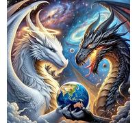 DPHERO DIY Kits Diamond Painting para Adultos y Principiantes, Dragón Round Full Drill Earth Art 12x12 pulgadas