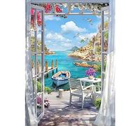 DPHERO DIY Landscape Diamond Painting Kits for Adults,Sea View Room Diamond Art Kits for Kids Beginners,Round Full Drill Door Diamond Art Painting,5D Paint with Diamonds Gem Painting Art 12x16 inch