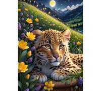 DPHERO DIY Leopard Diamond Painting Kits for Adults,5D Flowers Diamond Art Kits for Beginners,Round Full Drill Moon Night Diamond Painting Art,DIY Painting by Numbers Diamond Art Painting 12x16 inch