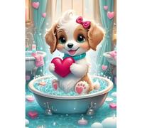 DPHERO DIY Puppy Diamond Painting Kits for Adults,5D Dog Diamond Art Kits for Beginners,Round Full Drill Heart Diamond Painting Art,DIY Painting by Numbers Diamond Art Painting 12x16 inch