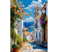 DPHERO DIY Seascape Diamond Painting Kits for Adults,5D House Diamond Art Kits for Beginners,Round Full Drill Flowers Diamond Painting Art,DIY Painting by Numbers Diamond Art Painting 12x16 inch