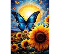 DPHERO DIY Sunflowers Diamond Painting Kits for Adults,5D Butterfly Diamond Art Kits for Beginners,Round Full Drill Flowers Diamond Painting Art,DIY Painting by Numbers Diamond Art Painting 12x16 inch