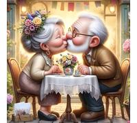 DPHERO Elderly Lovers Diamond Painting Kits for Beginners Adults,5D DIY Couple Diamond Art Kits,Round Full Drill Cartoon Gem Art Crafts Kits,DIY Painting by Numbers for Home Wall Decor 12x12 inch